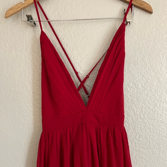 Bliss Red Pleated Maxi Dress Gown Prom - Picture 3 of 7